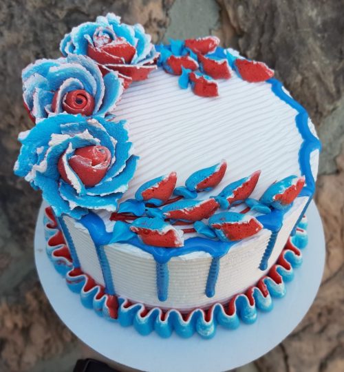 Patriotic Roses Red White Blue Cake by Joe's Dairy Bar