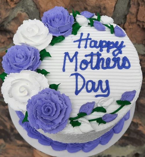 White Lilac Roses Mother's Day Cake by Joe's Dairy Bar
